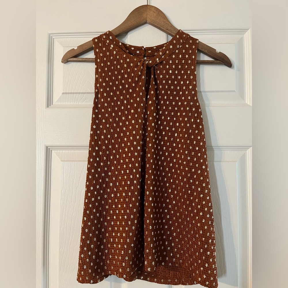 Burnt orange and gold tank top